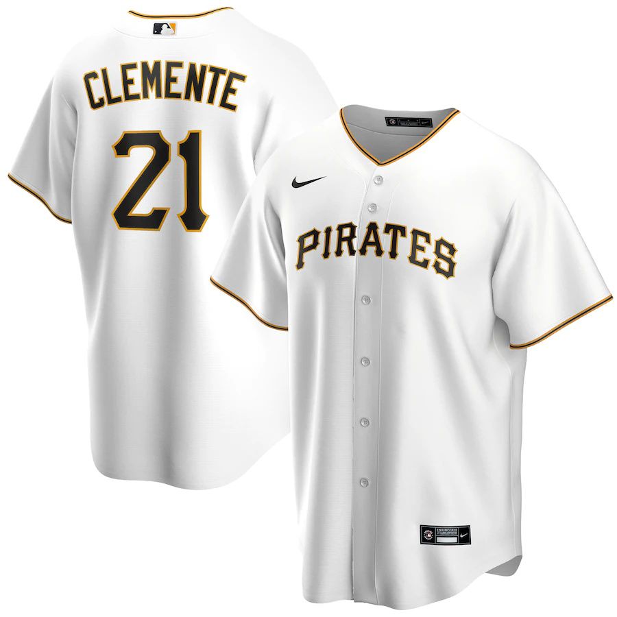 Mens Pittsburgh Pirates #21 Roberto Clemente Nike White Home Replica Player Name MLB Jerseys->philadelphia phillies->MLB Jersey